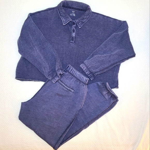 aerie Tops - Aerie Small Blue Fleece Sweatsuit